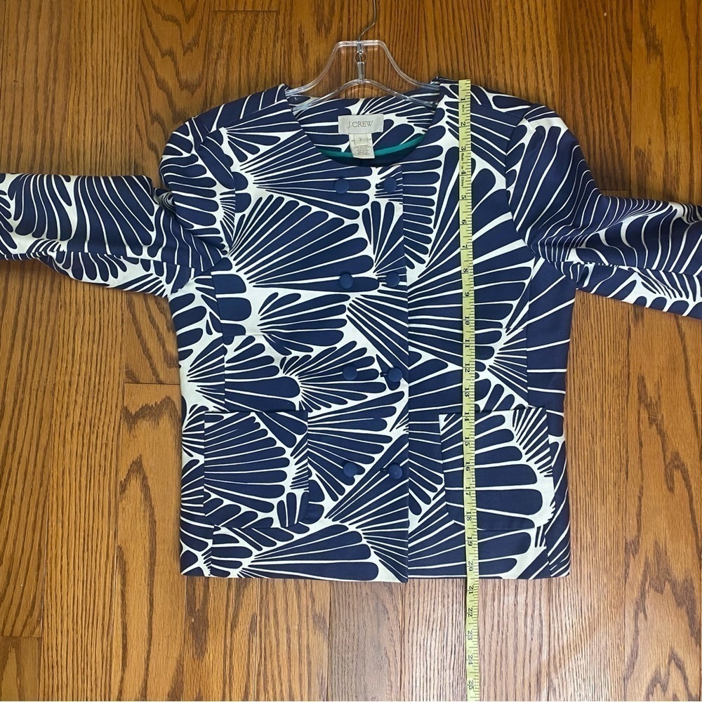 J.Crew blue white fanfare blazer separate double breasted jacket size 2 - Picture 8 of 12